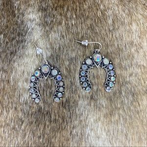Silver, Patina or Bronze Rhinestone Horseshoe Earrings